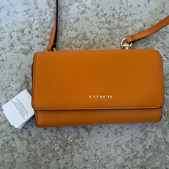 Coach Mini Bag Wallet on Chain Phone Holder - Brand New - Orange - Picture 10 of 12